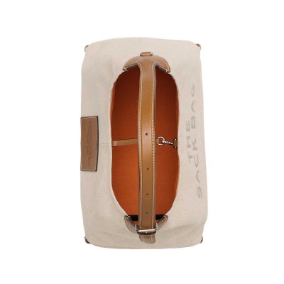 THE LEATHER-TRIM CANVAS BELTED SACK BAG